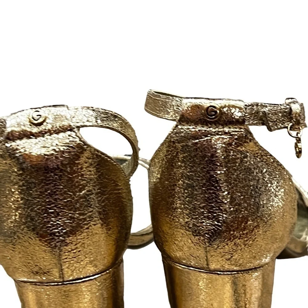 G by Guess Champagne Gold Shantel 3 Heel Strap Sandals, Size 10